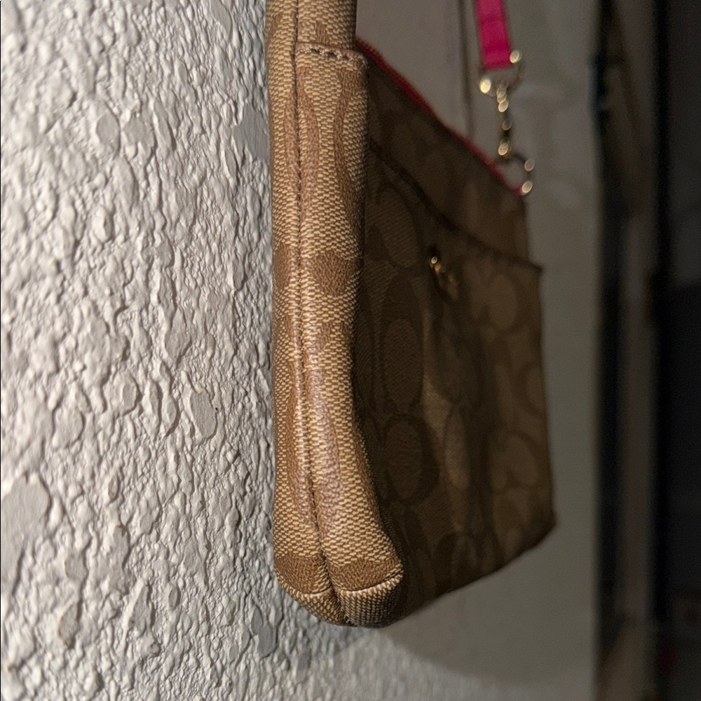 Coach signature brown and pink wristlet - Picture 8 of 12